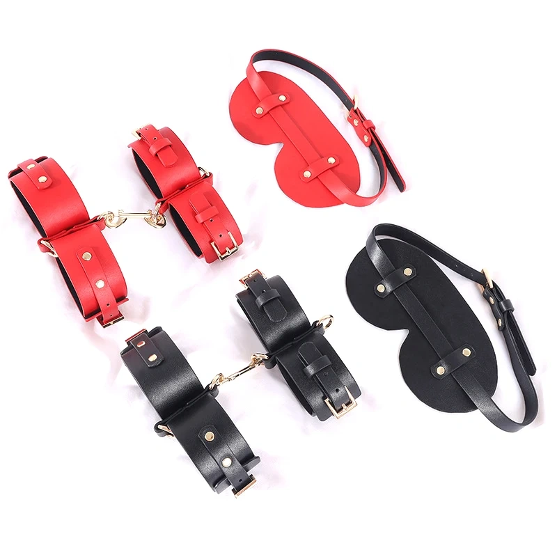 Bondage Gear 3pcs Pu Leather Set Adult SM Sex Products Kits with Blindfold Juguetes Sexuales Para Mujeres