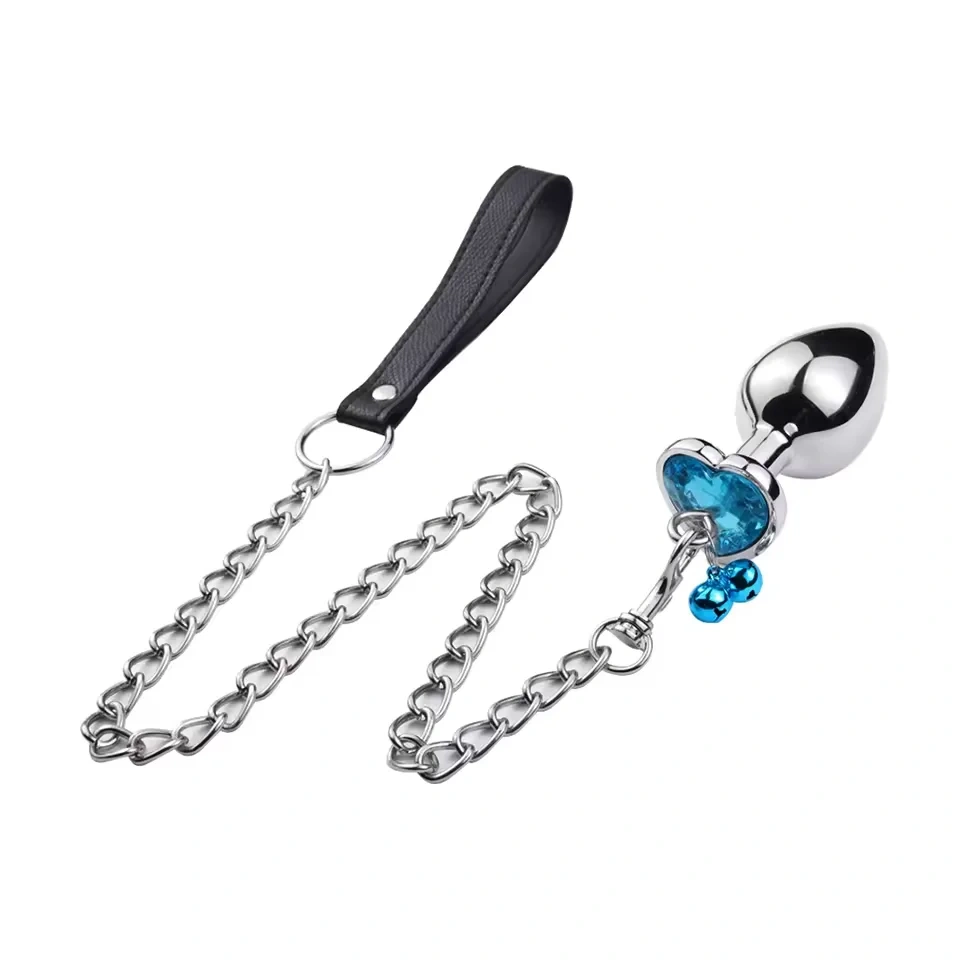 Alloy Heart Base Anal Plug Sex Toys for Women and Men Aluminium 2 Bells Metal Butt Plug with Leash Juguetes Sexuales