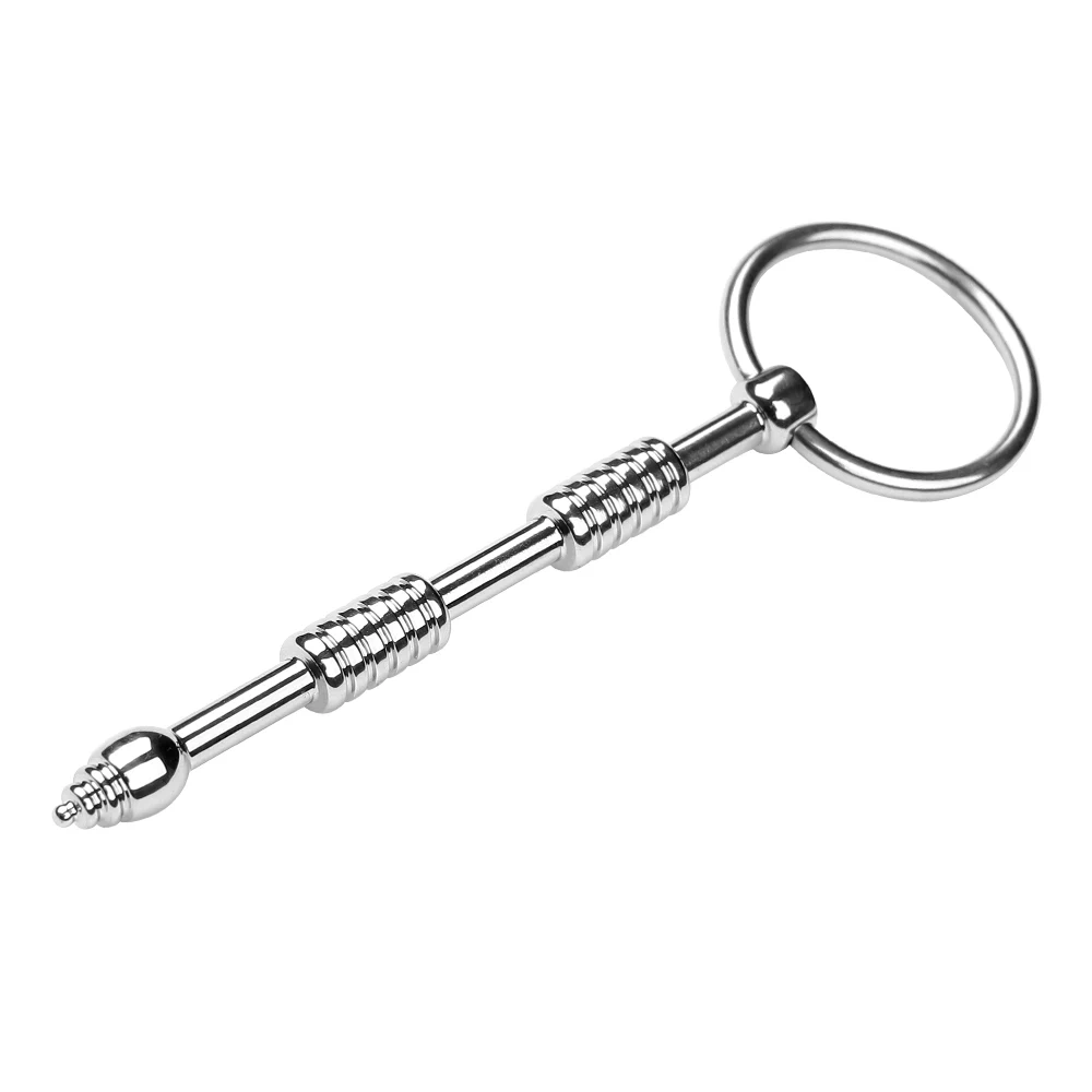 Men's BDSM Bondage Gear Stainless Steel Screw Head Urethral Sounds with Ring Pain-Sounding Kit Penis Toys for Sexual Pleasure