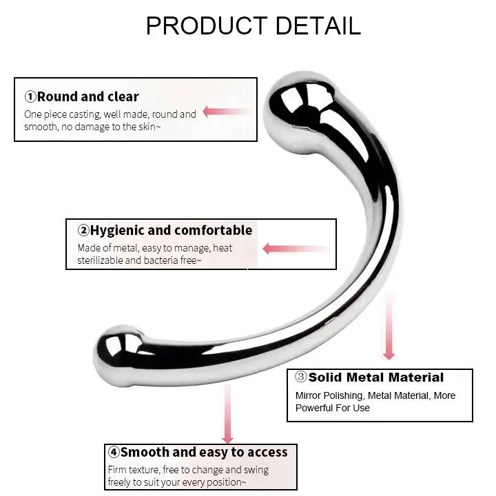 Double-Head Stainless Steel Anal Butt Plug G-Point Prostate Massage Sex Toy for Women and Men