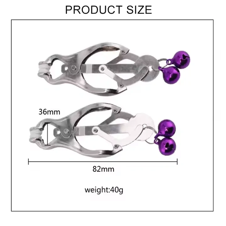Women's BDSM Metal Nipple Clamps Bell-Decorated Bondage Gear Sex Toys for SM Play