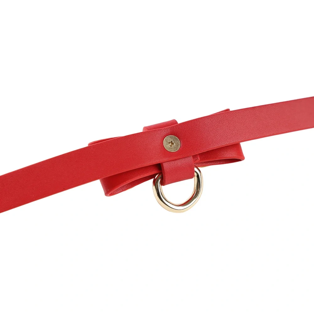 PU Leather Fetish Slave Sex Toys for Couples Bow Neck BDSM Bondage Tie Belt Chain for Women's SM Collar and Harness