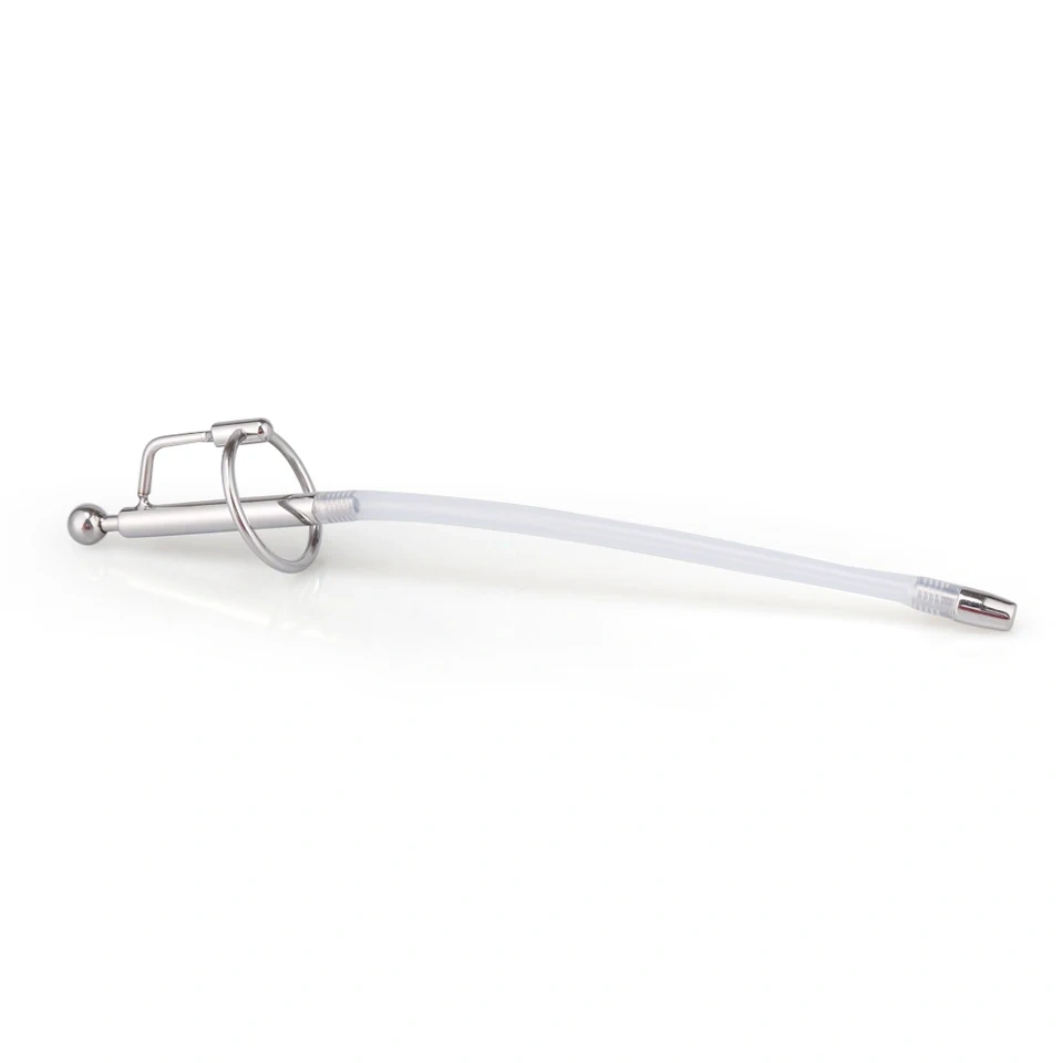 Stainless Steel PE Hollow Penis Plug Urethral Sound Sex Toys with Glans Ring for Men BDSM Type