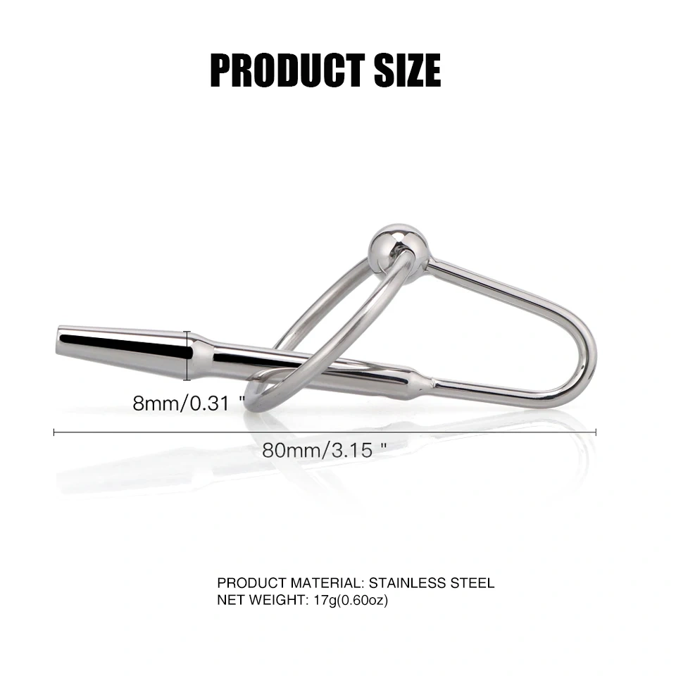 Short Urethral Stainless Steel Penis Plug with Ring BDSM Sex Toys Pain Sounding Kit Bondage Gear for Men