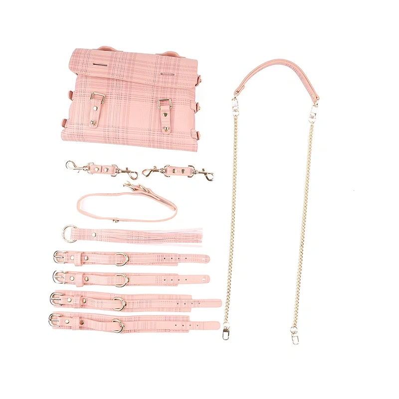 Soft Leather Bondage Gear Set Hand Cuffs and Restraints Sex Toys for Women BDSM SM Products with Convenient Carry Bag
