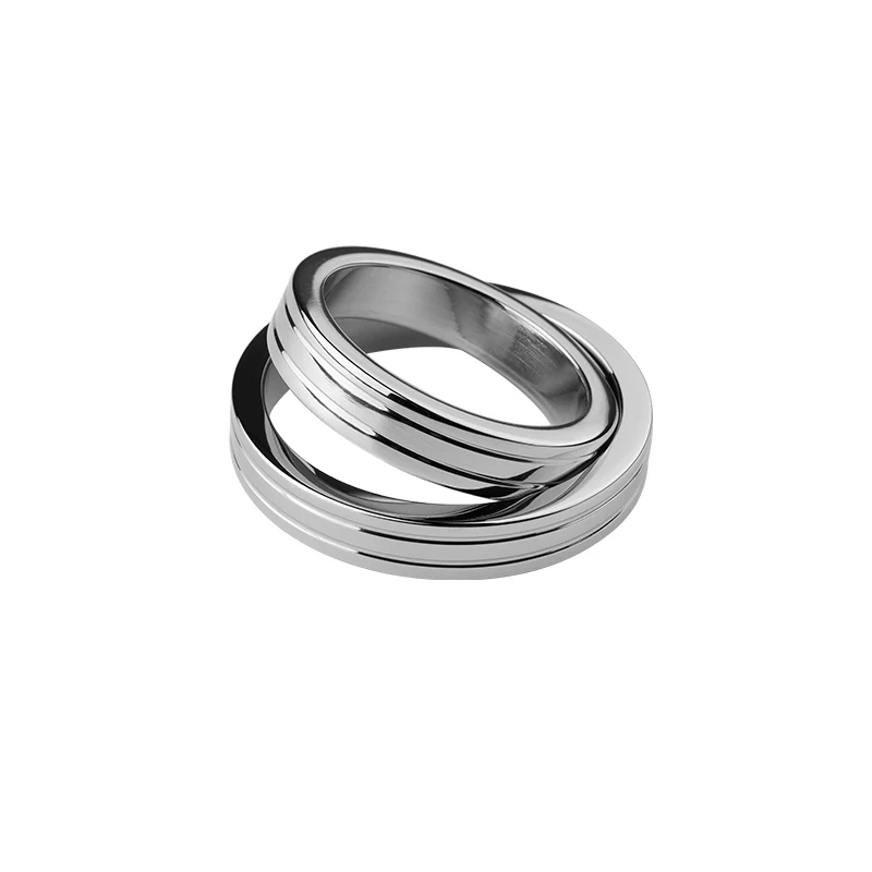 Men's 304 Stainless Steel Ribbed Cock Ring Male Penis Toys for Delay Ejaculation Sex Products for Men