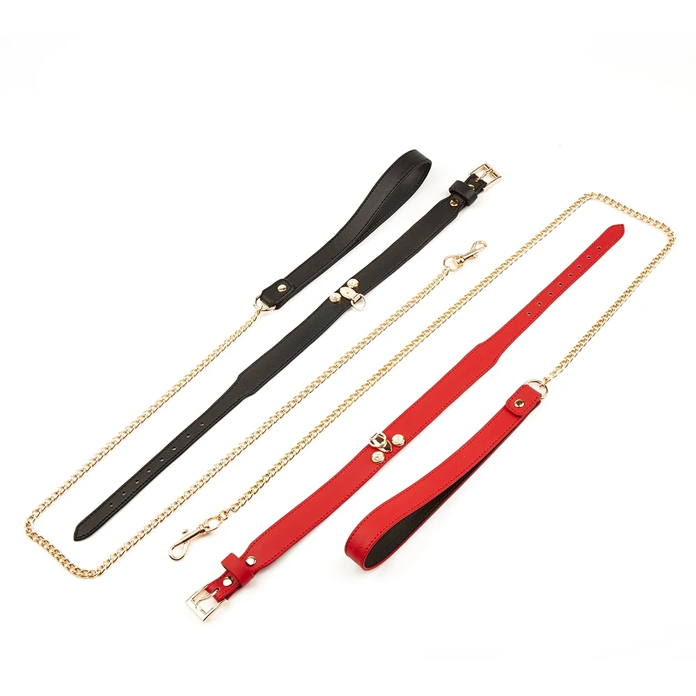 Bondage Gear Real Leather Collar Black Red BDSM Kits Adult Sex Toys for Women Juguetes Sexuales Color Box Packing