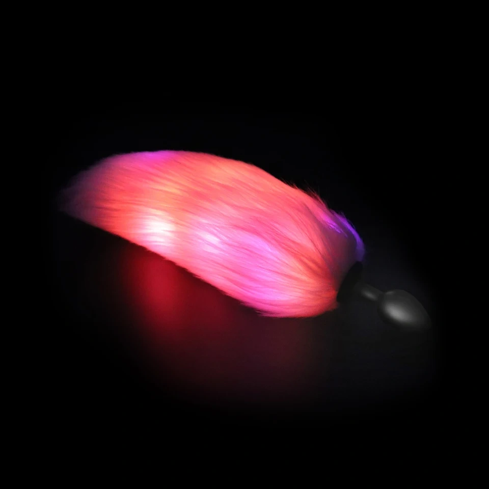 Silicone Butt Plug Anal Massager Long Fox Tail Cosplay Sex Toys for Women Color Let Light Juguetes Sexuales