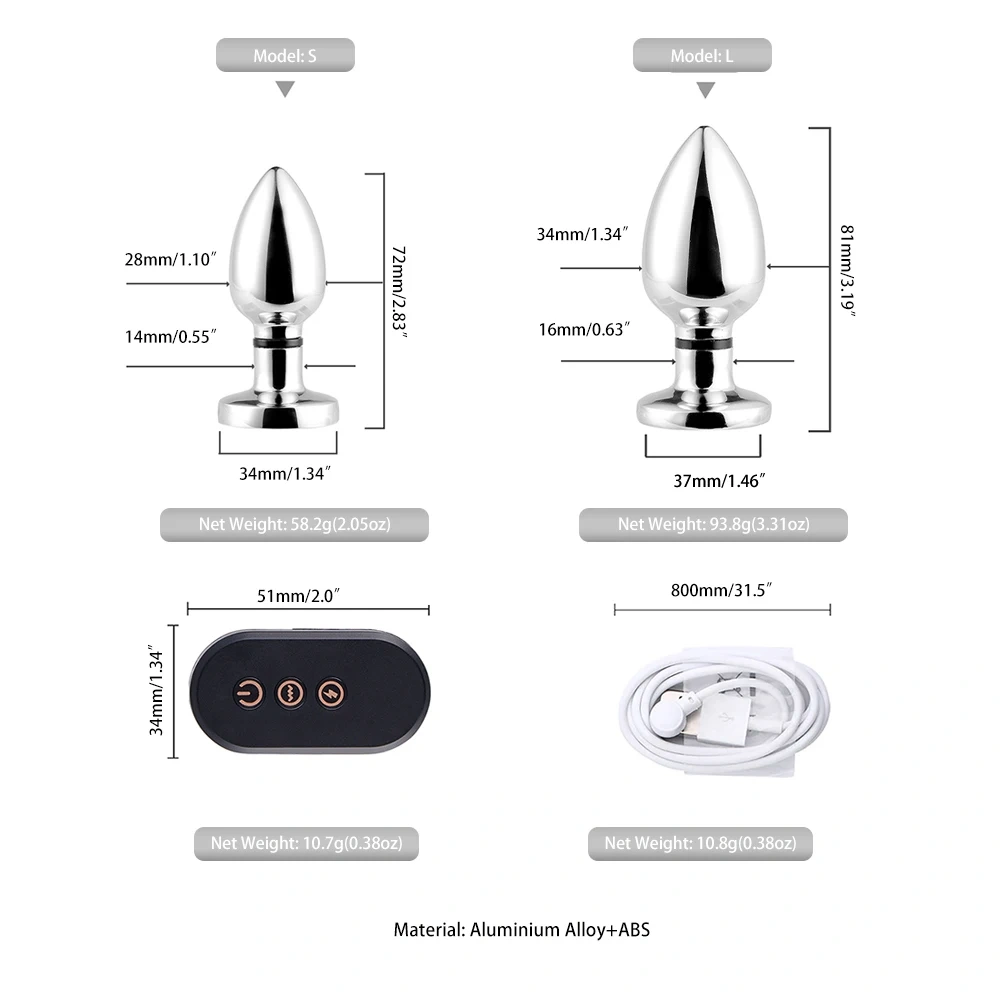 Women/Men's Round Base Silicone Metal Anal Plug Vibrator with Electric Shock Feature Sex Toys for Anal Play Juguetes Sexuales