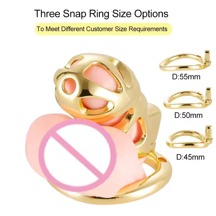 Men's Golden Aluminium Alloy SM Type Chastity Cage Sex Toys Bondage Gear for Male Confinement