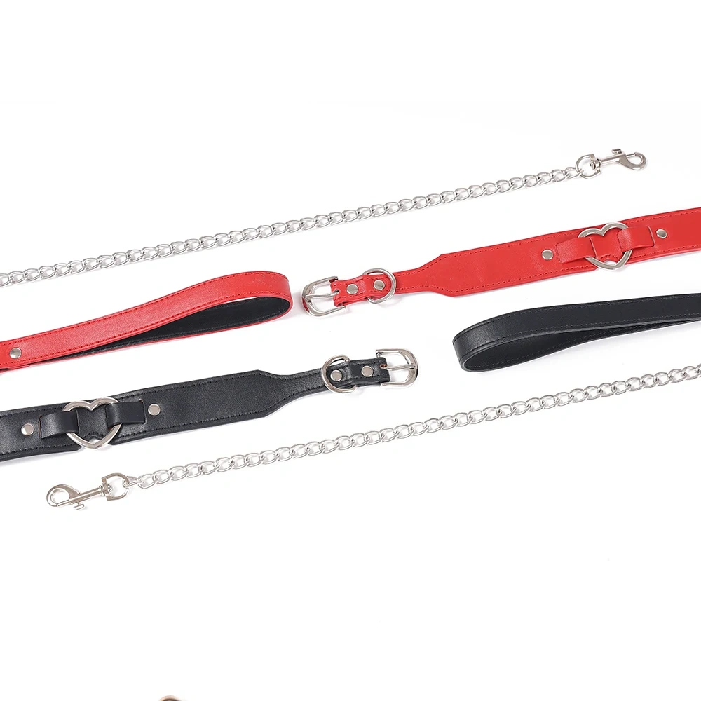 PU Leather Heart Collar Harness Red Black Sex Toys BDSM Bondage Kits for Women Juguetes Sexuales