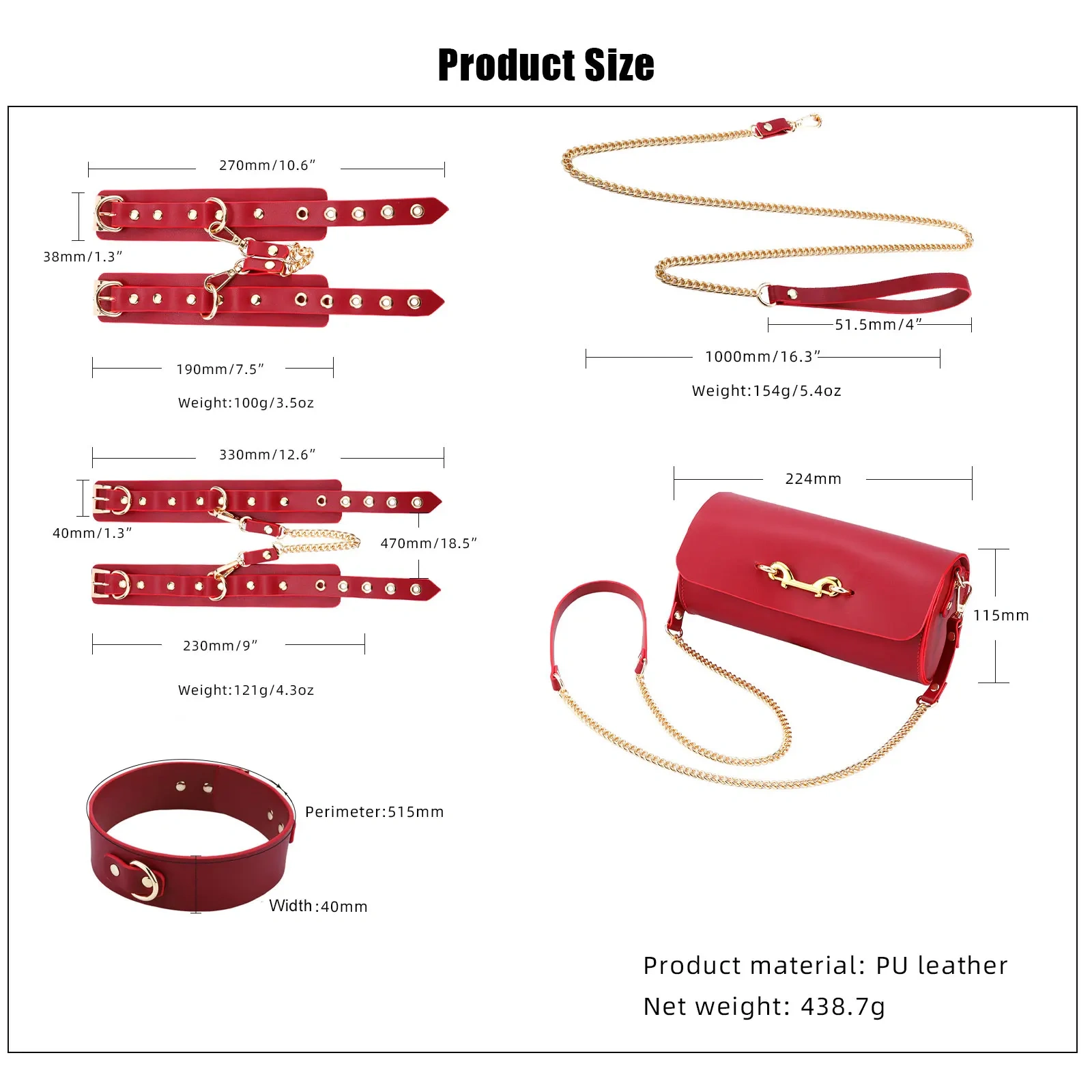Bondage Gear Real Leather 5pcs Set Bag Handcuffs BDSM Kits Adult Sex Toys Juguetes Sexuales Reales De Cuero Juguetes Sexuales SM