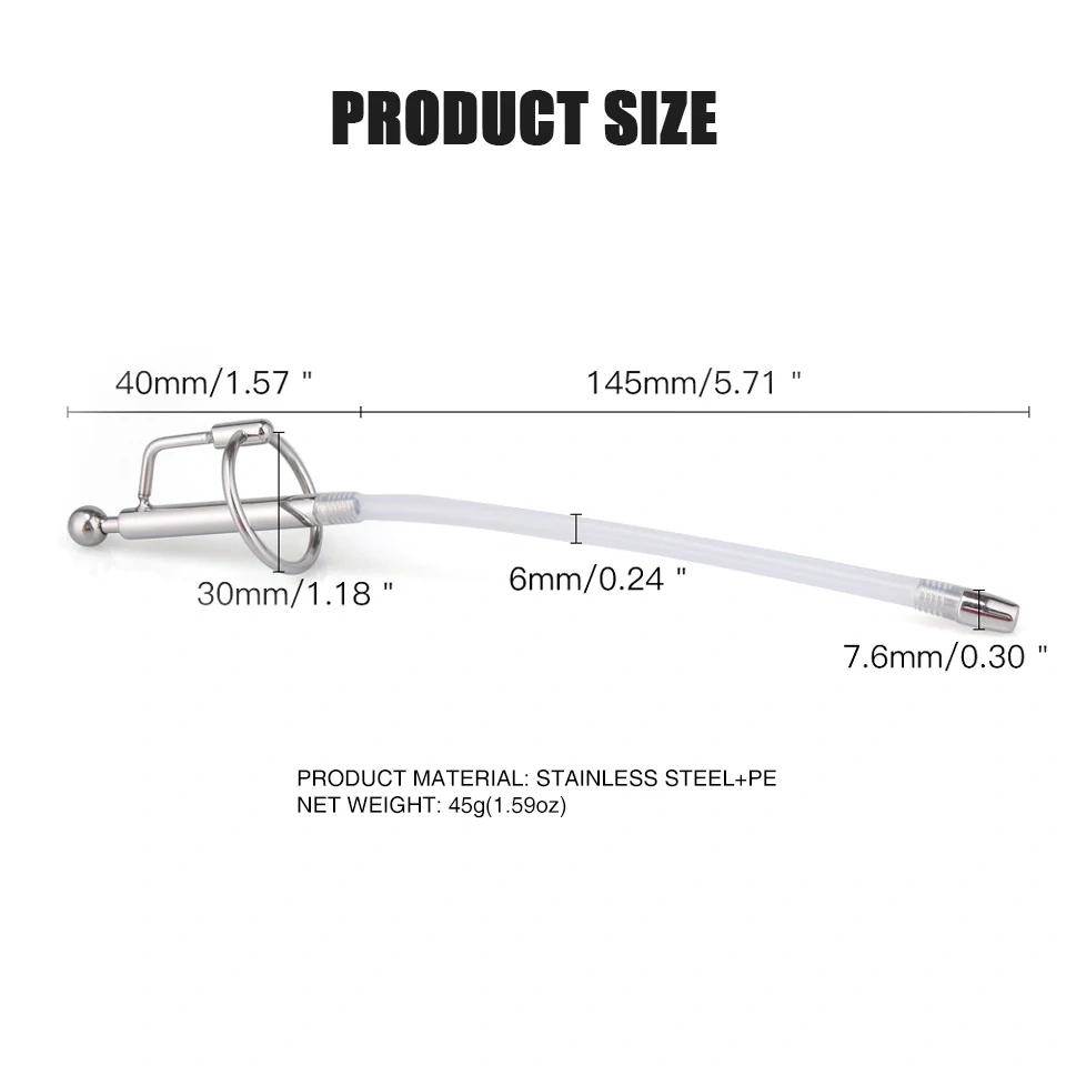 Stainless Steel PE Hollow Penis Plug Urethral Sound Sex Toys with Glans Ring for Men BDSM Type