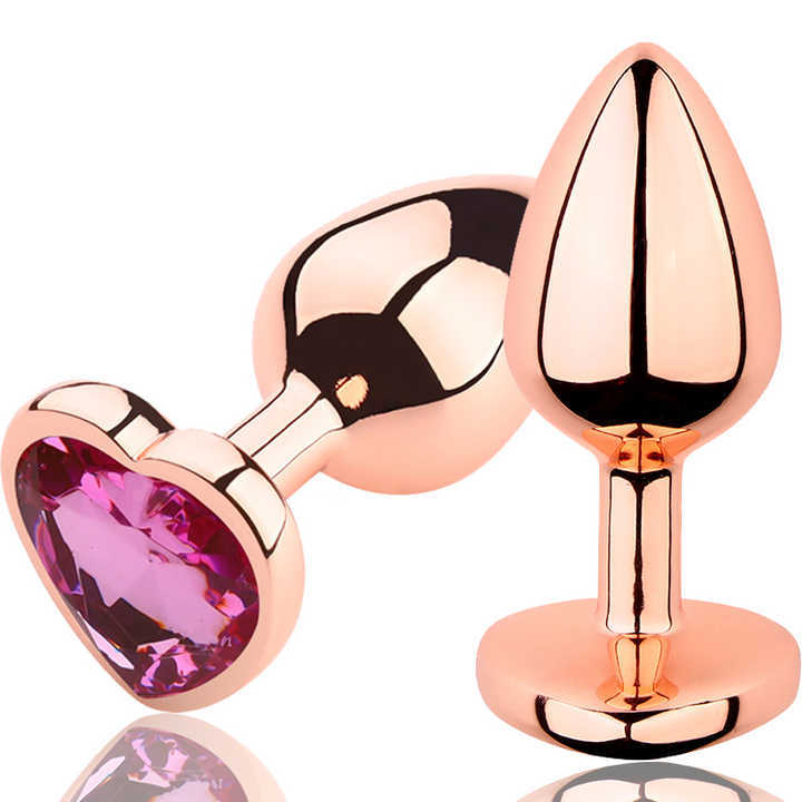 Rose Gold Jewel Butt Plug Anal Sex Toys Heart Base Metal Design for Women and Men Sex Toys for Couples Juguetes Sexuales