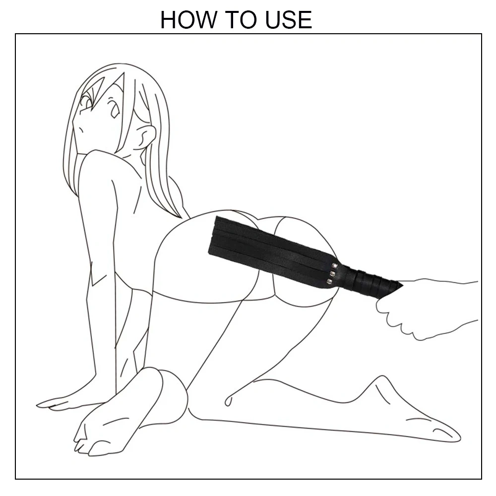 Black PU Leather Four Strip Shape Paddle Adult BDSM Bondage Gear Sex Toys Whip and Juguetes Sexuales Set