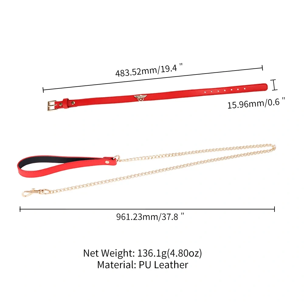 PU Leather Bondage Gear Kits Metal Wing Collar Harness BDSM SM Sex Toys for Adult Women Black Red Pink Colors