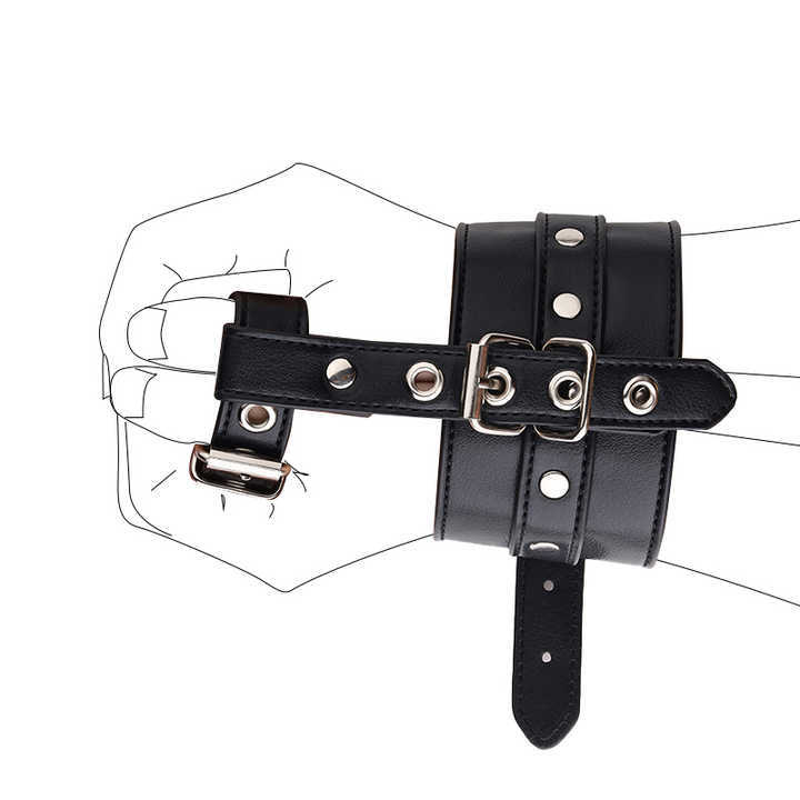 Black PU Leather Handcuff Bondage Gear Kit BDSM Sex Toy for Women and Men Soft Material for Couples