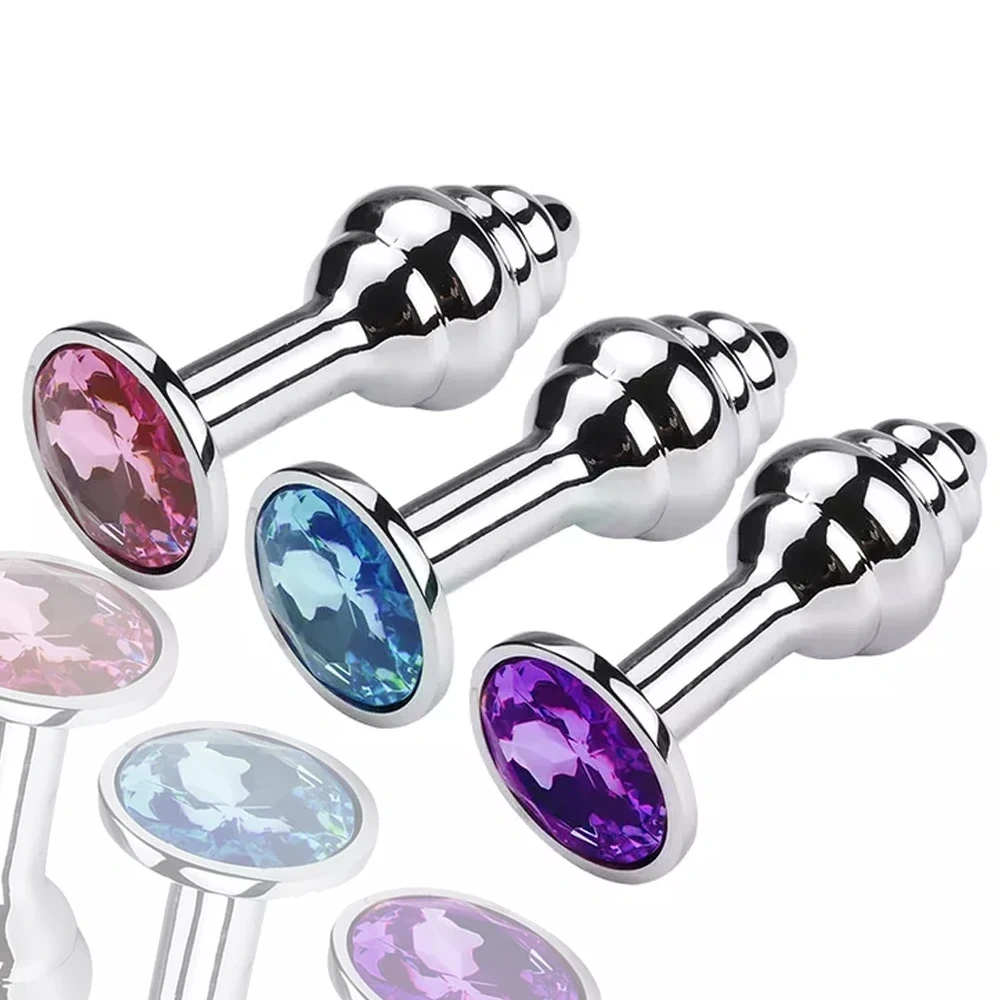Mini Spiral Stimulation Round Base Anal Plug Jewel Sex Toys for Women and Men Anal Toys for Adults