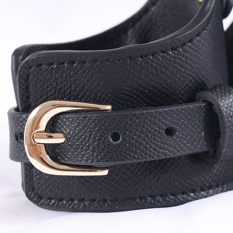 Black Bondage Kit Sex Toys for Women Real Leather Handcuffs and BDSM Suit Collar Included Juguetes Sexuales