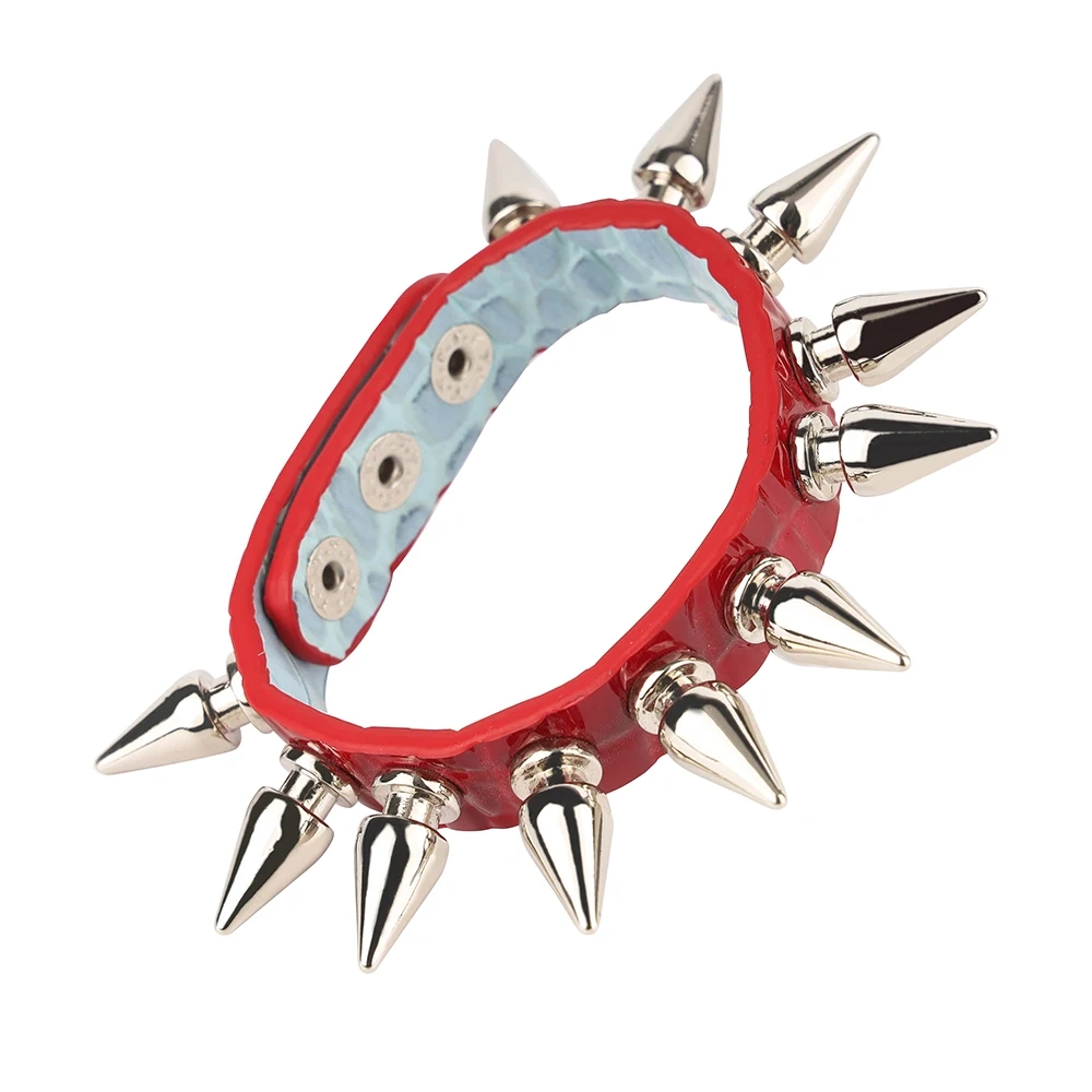 Colorful Real Leather Bondage Gear Bracelet with Metal Spikes Women's Sex Harness Kits Toys for Sexual Pleasure