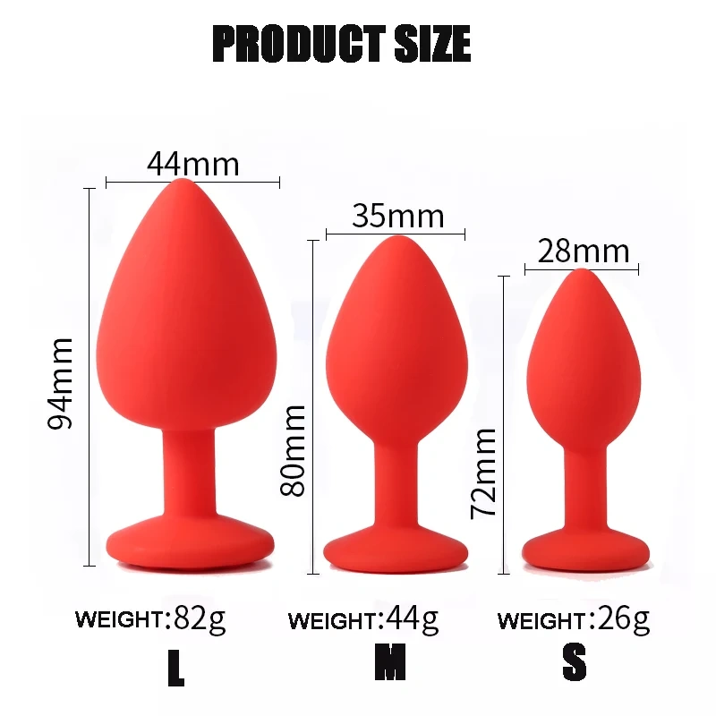 Red Silicone Anal Plug and Jewel Adult Products   Butt Plug Set Sex Toys for Women Anal Toys