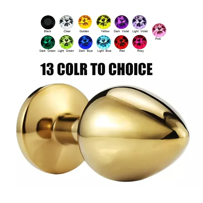 Golden Jewel Anal Plug Aluminum Alloy Sex Toy for Men and Women Used in Sex Games Butt Plug