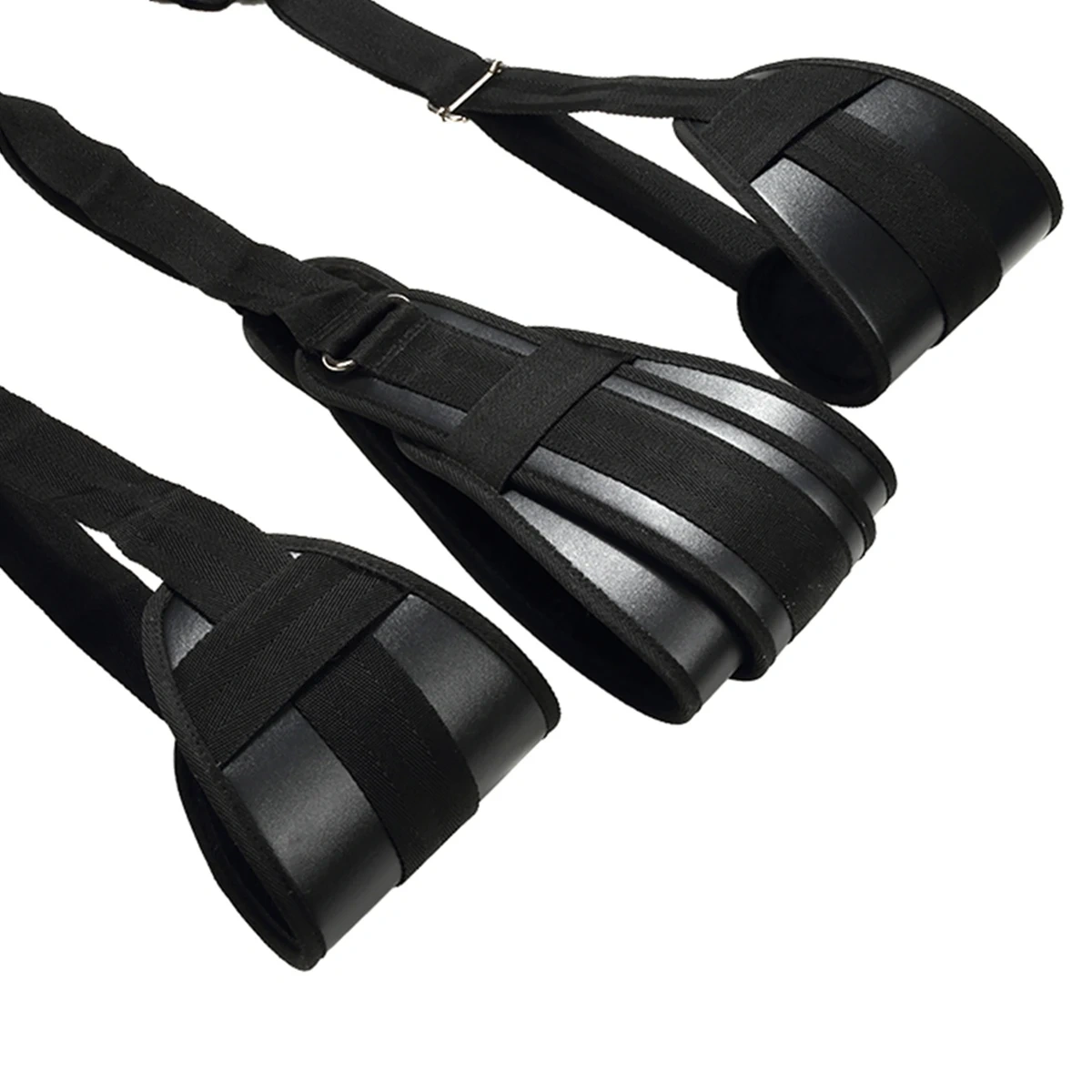 Nylon and Pu Leather Waist and Leg Bondage Belt Black Bondage Gear Kits with Handcuffs BDSM Sex Toys for Adults