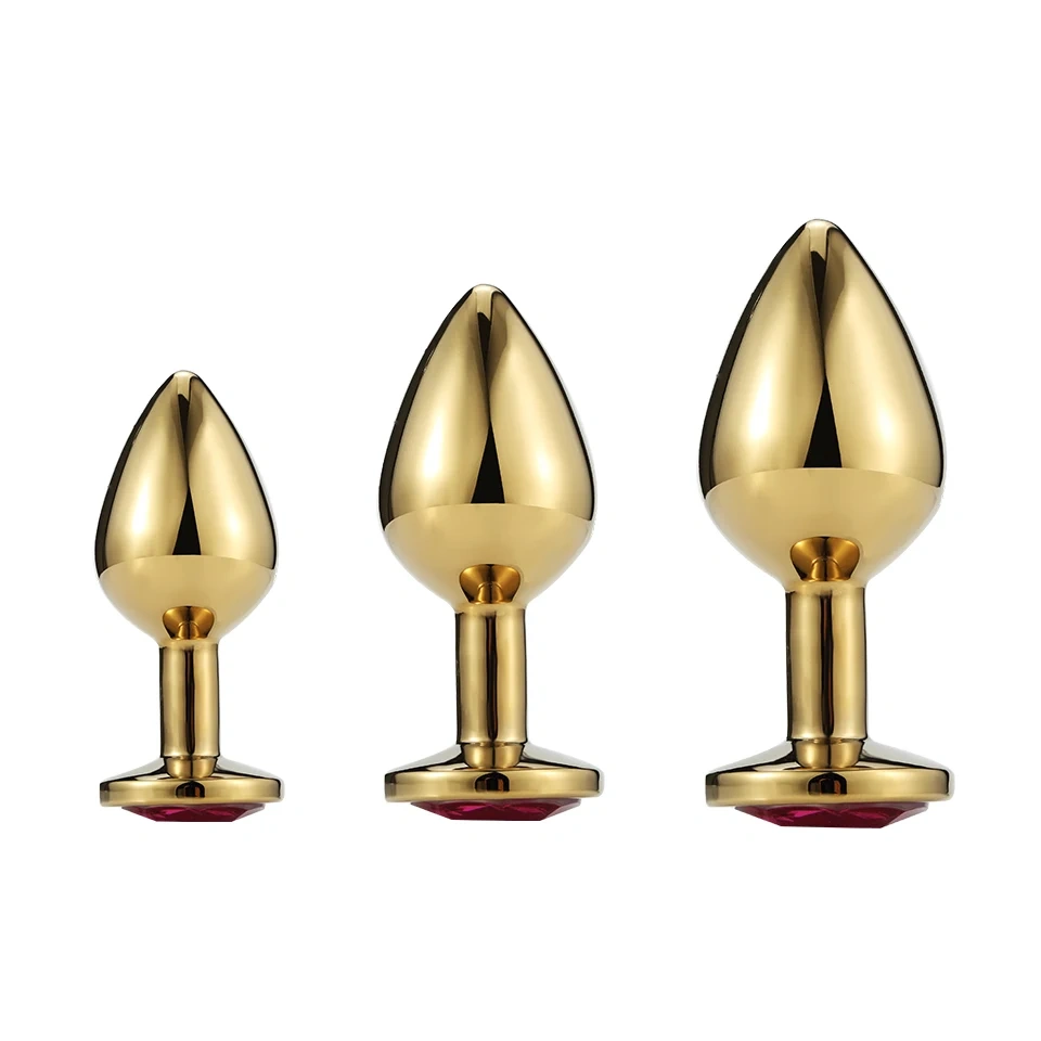Customized Color Golden Heart Shape Crystal Anal Plug Metal Butt Jewel Sex Toys for Women