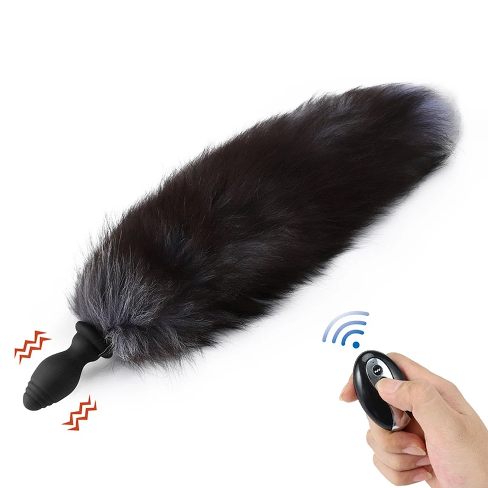 Fur Real Detachable Butt Plug Fox Tail Vibrating Anal Sex Toy for Women Cosplay Juguetes Sexuales