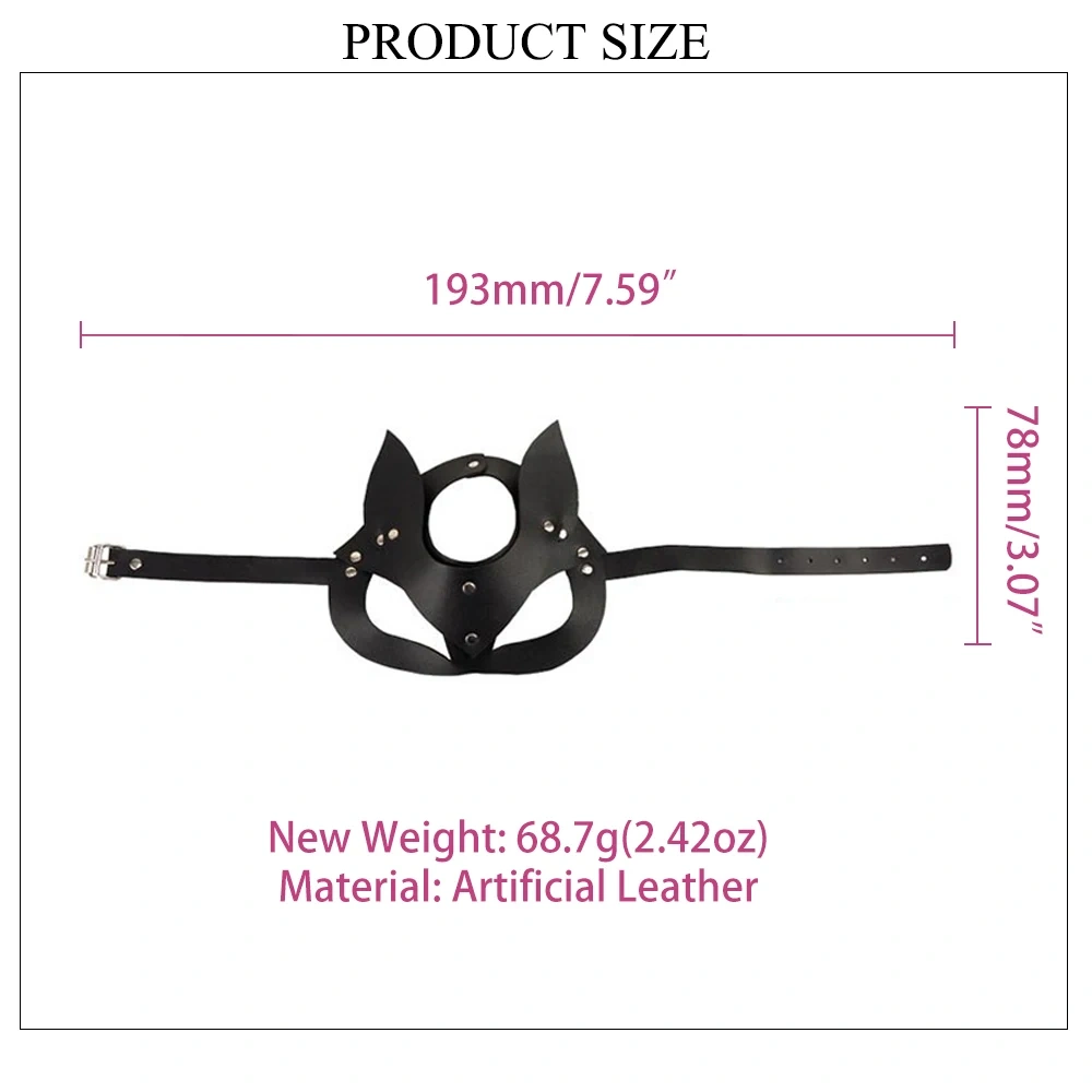 Fox Blindfold Bondage Gear Black Artificial Leather Party Cosplay Sex Harness Kits Adult Juguetes Sexuales for Women and Men