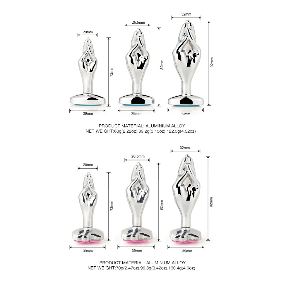 Hand-Shaped Metal Anal Plug and Vaginal Massage Sex Toy Jewel-Based Butt Plug for Women Juguetes Sexuales for Women