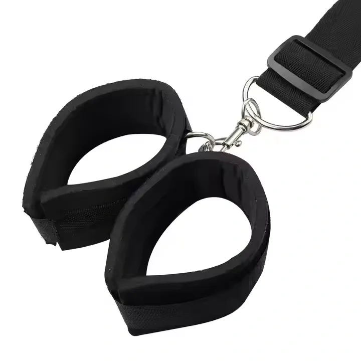 Black Ribbon Material Bondage Kit with Handcuffs and Mouth Ball Toys for Women BDSM Sex Toys