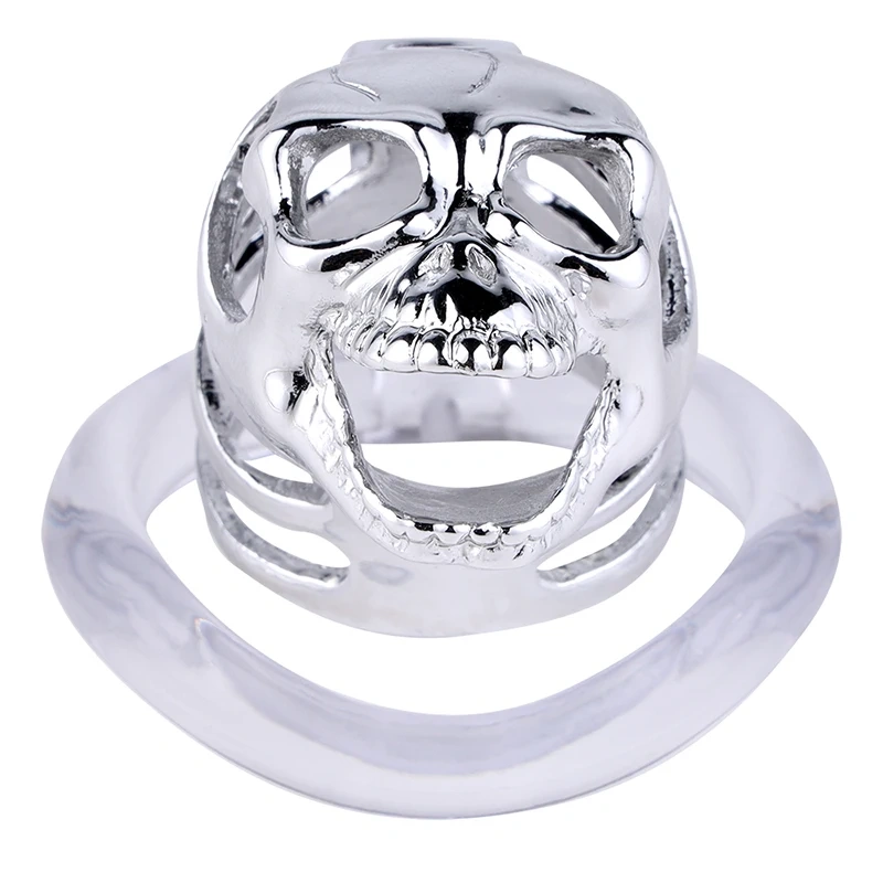 Long Hollow Zinc Alloy Chastity Cage Skull Flat Round Bottom Penis Lock Sex Toys for Men Flat Bottom Bondage Gear