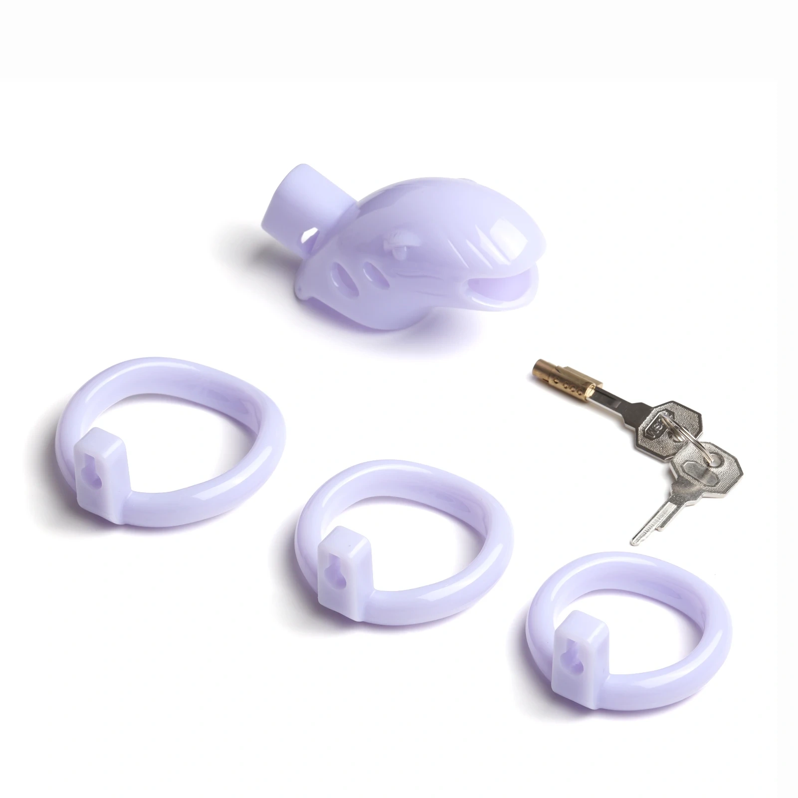 Purple Penis Lock Chastity Device 3-Ring Cock Cage with PC Material BDSM Bondage Gear for Men Sex Toys for Adult Play