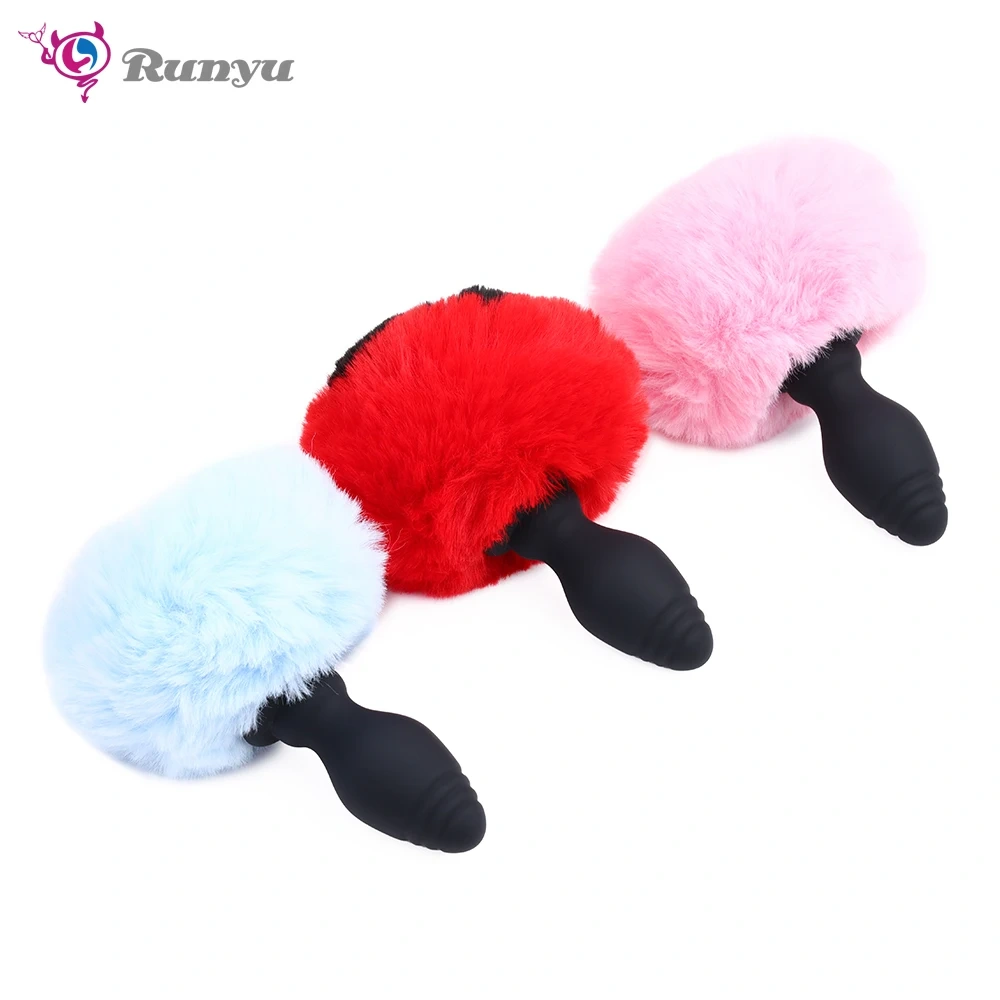 Silicone Butt Plug Anal Sex Toys for Women Electric Remote Control Rabbit Short Tail with Heart-Shape Juguetes Sexuales