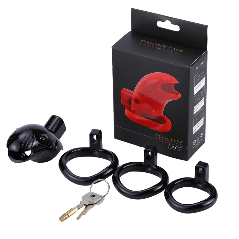Red PC Plastic Cock Cage 3-Ring Chastity Device Penis Lock for Adult Sex Games and Toys Juguetes Sexuales for Men