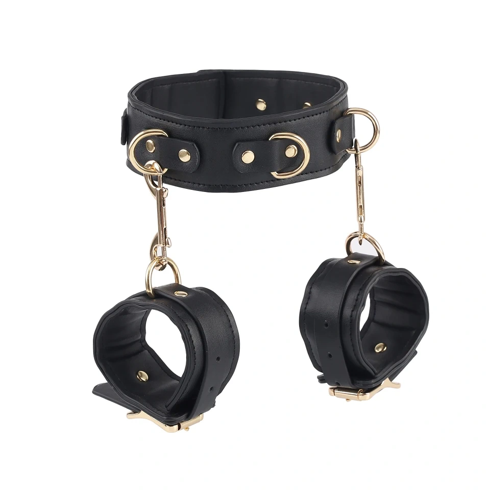 Adult Harness BDSM Kit with Collar and Handcuffs PU Leather Bondage Gear Sex Toys for Women for SM Lifestyle Juguetes Sexuales
