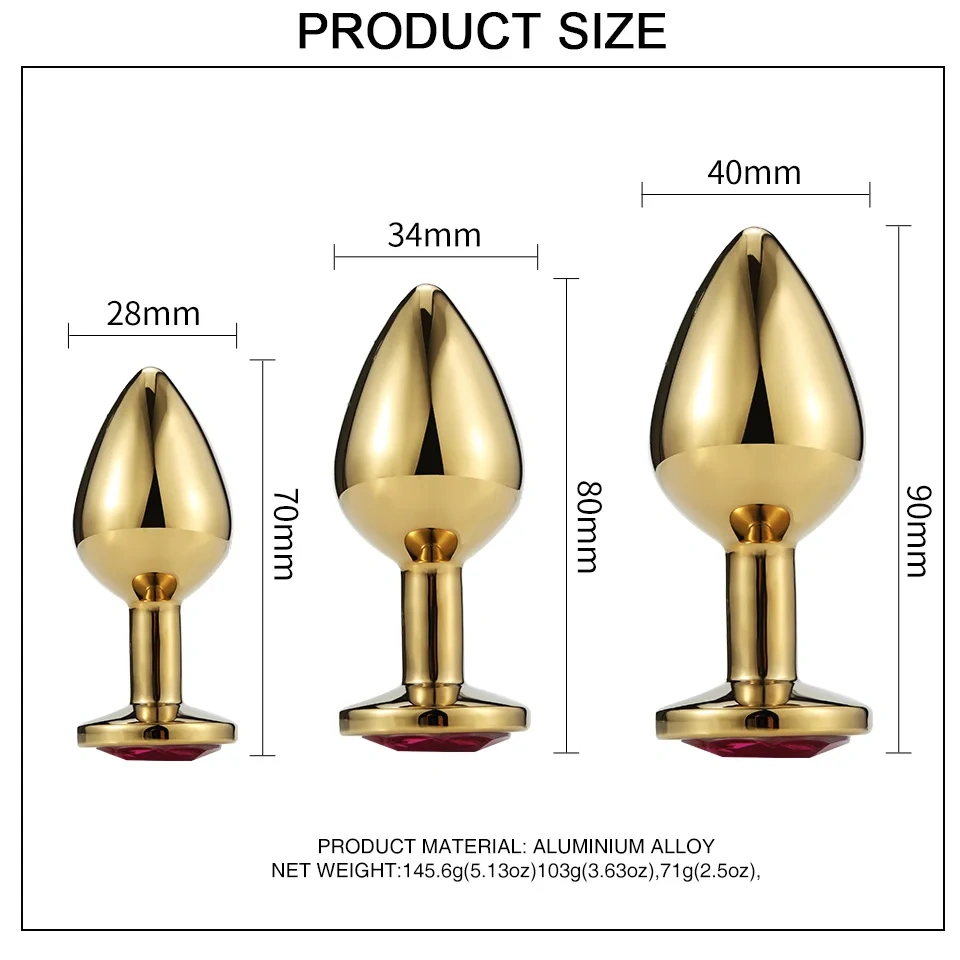 Customized Color Golden Heart Shape Crystal Anal Plug Metal Butt Jewel Sex Toys for Women