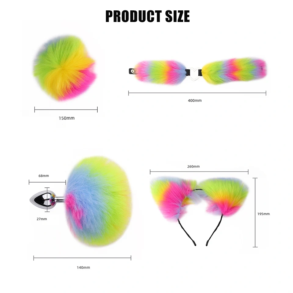 Mix-Color Anal Toys for Women Cat Ear Anal Plug Tail Collar Nipple Clamps Cosplay Sex Toys Buttplug Included Juguetes Sexuales