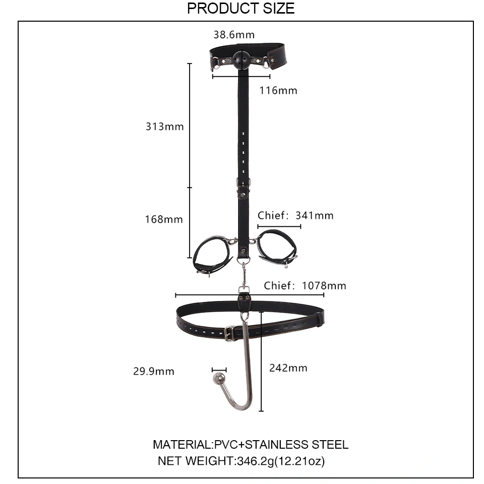 Bondage Gear Adult Sex Toy Set Includes Anal Hook and Mouth Gas Harness BDSM Products for Women and Men Juguetes Sexuales