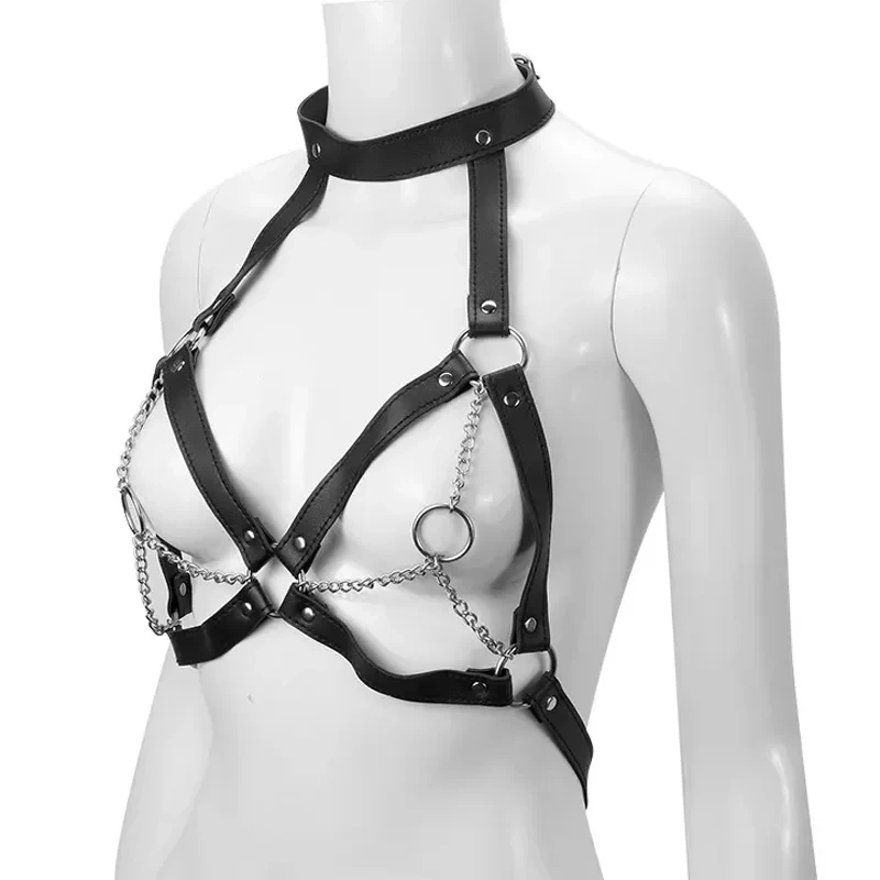 Black PU Leather Bondage Kit for Women BDSM SM Toys Lingerie and Gear Set Sexual Juguetes