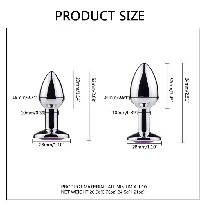 Mini Gem Anal Plug Long Handle Stainless Steel Anal Stopper Sex Toys for Women and Men for Butt Play Juguetes Sexuales