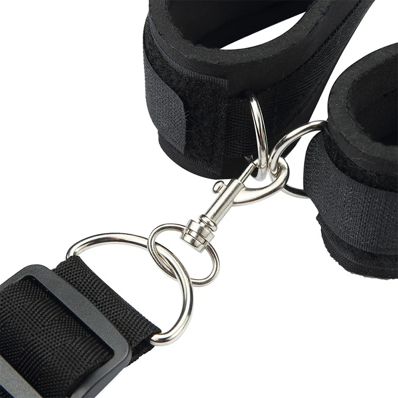 Black Ribbon Material Bondage Kit with Handcuffs and Mouth Ball Toys for Women BDSM Sex Toys