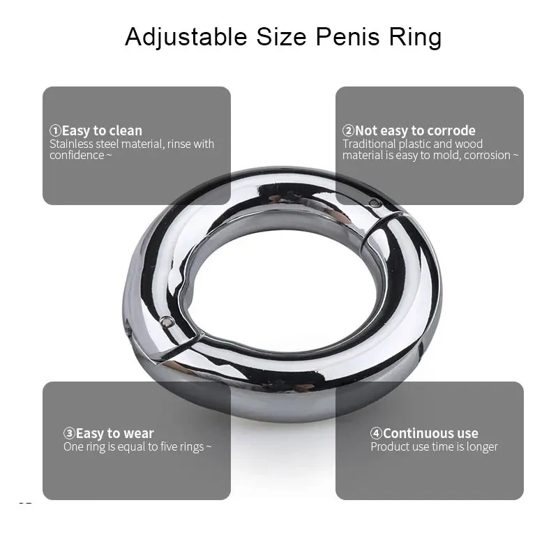 Adjustable Zine Alloy Men's Penis Ring Toy Sex Toy for Male Enhancement and Stretching