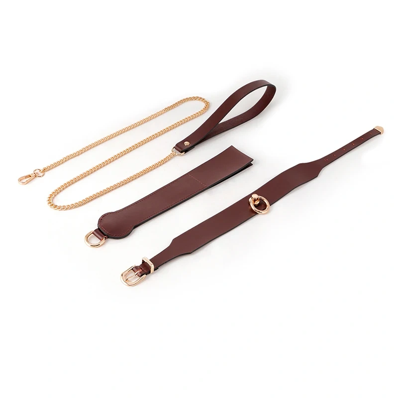 Black Leather Bondage Gear Set 8pcs with Bag BDSM Brown Bondage Kits Adult Sex Toys Juguetes Sexuales