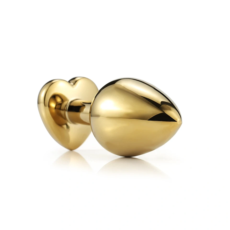 Customized Color Golden Heart Shape Crystal Anal Plug Metal Butt Jewel Sex Toys for Women