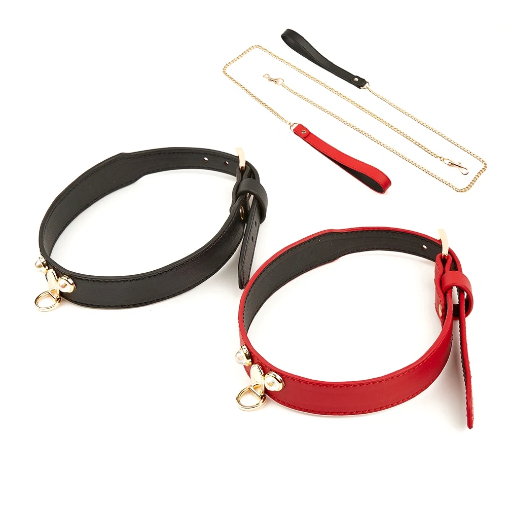 Bondage Gear Real Leather Collar Black Red BDSM Kits Adult Sex Toys for Women Juguetes Sexuales Color Box Packing