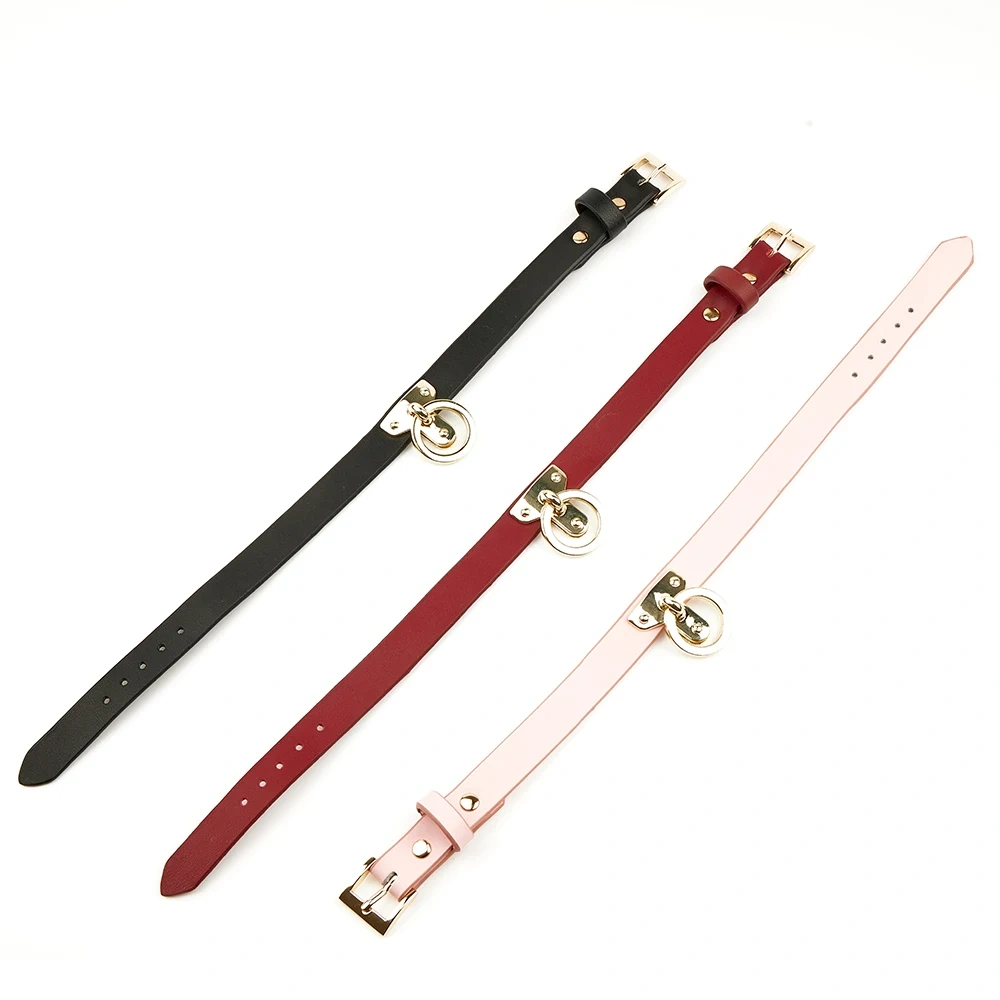 Real Leather Collar Bondage Gear Black Red Pink Kits with Color Box BDSM Sex Toys for Women Juguetes Sexuales Reales