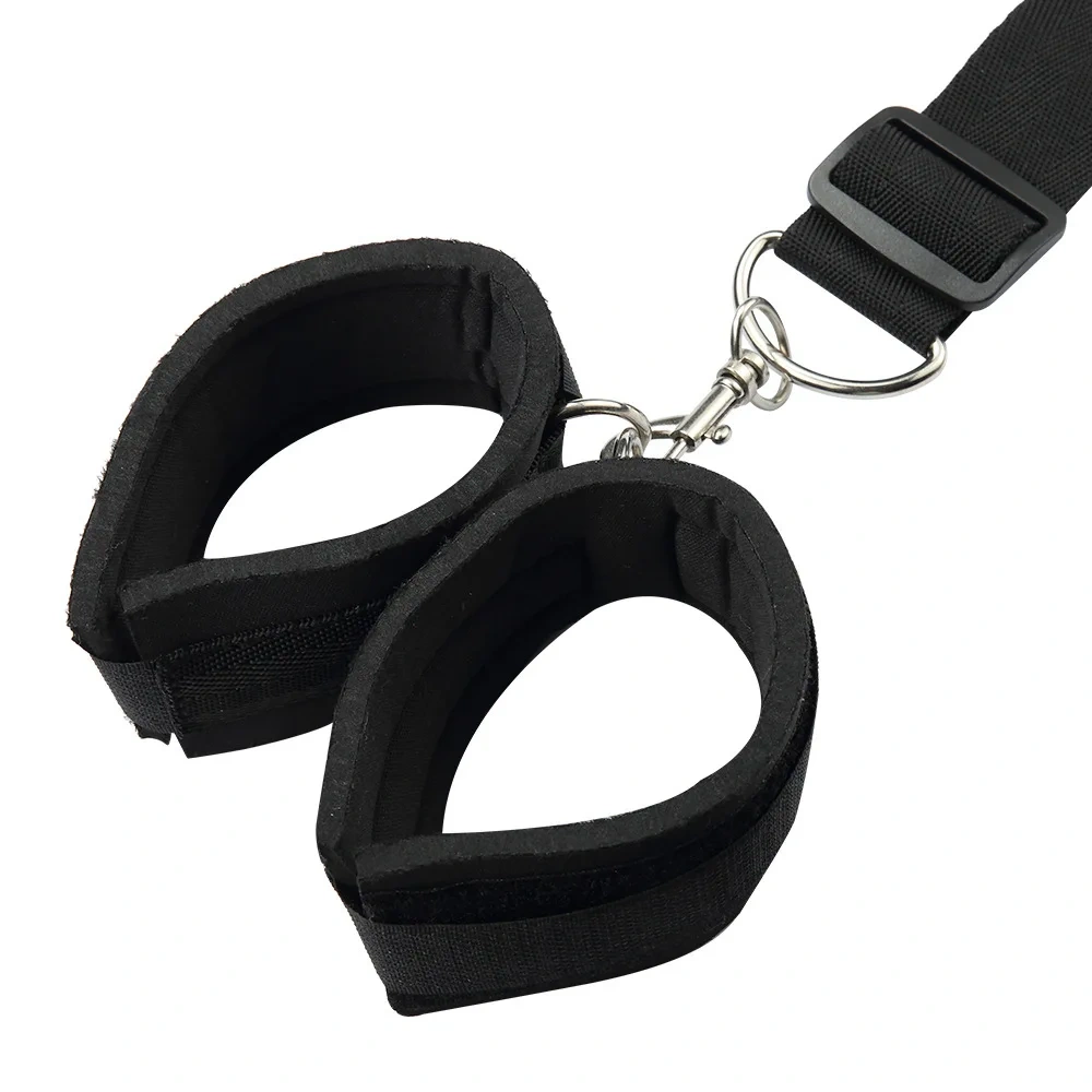 Black Ribbon Material Bondage Kit with Handcuffs and Mouth Ball Toys for Women BDSM Sex Toys