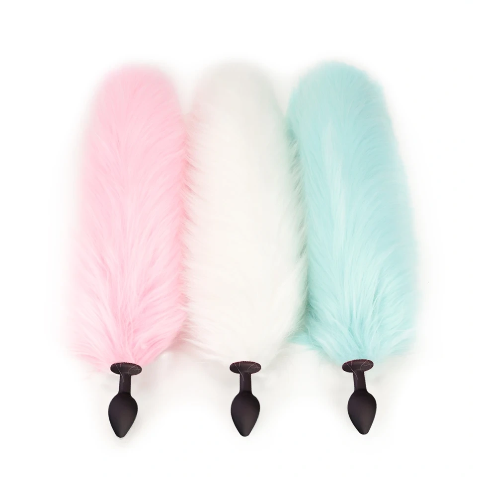 Silicone Butt Plug Anal Massager Long Fox Tail Cosplay Sex Toys for Women Color Let Light Juguetes Sexuales